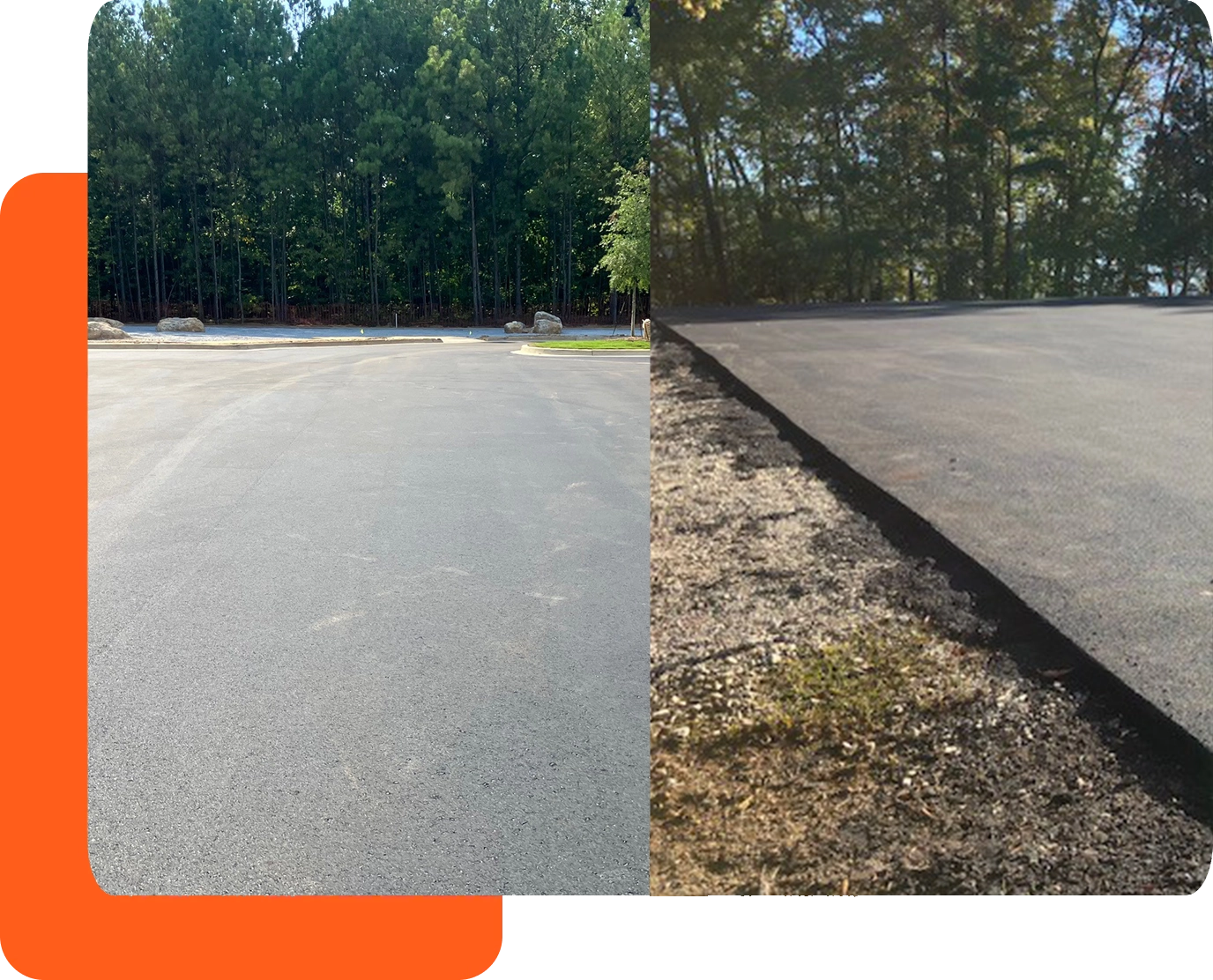 A before and after picture of the road.